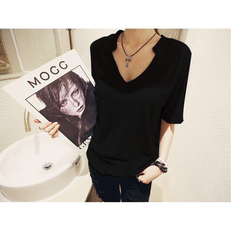 TE8681XYZ T-shirt estiva joker taglia grande con scollo a V-7