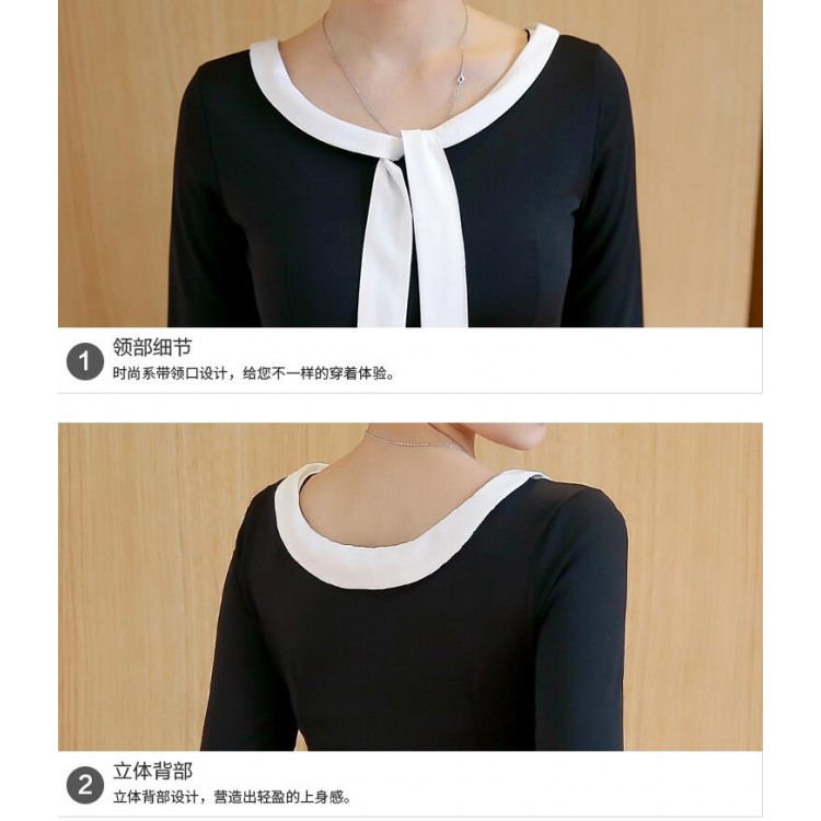 TE8701XBFS Abito nero Hepburn slim stile impero coreano alla moda-5