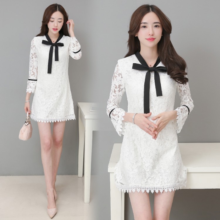 TE8705XBFS Abito da debuttante elegante con maniche a tromba, allacciatura bowknot, scolpito in pizzo-7