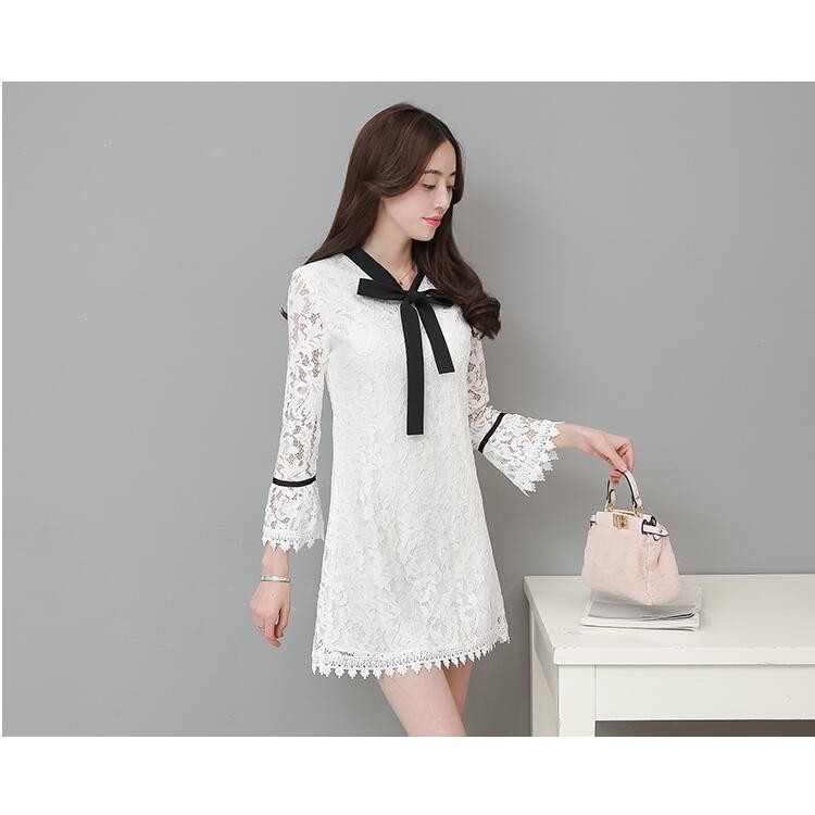 TE8705XBFS Abito da debuttante elegante con maniche a tromba, allacciatura bowknot, scolpito in pizzo-1