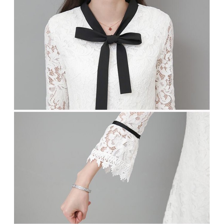 TE8705XBFS Abito da debuttante elegante con maniche a tromba, allacciatura bowknot, scolpito in pizzo-5