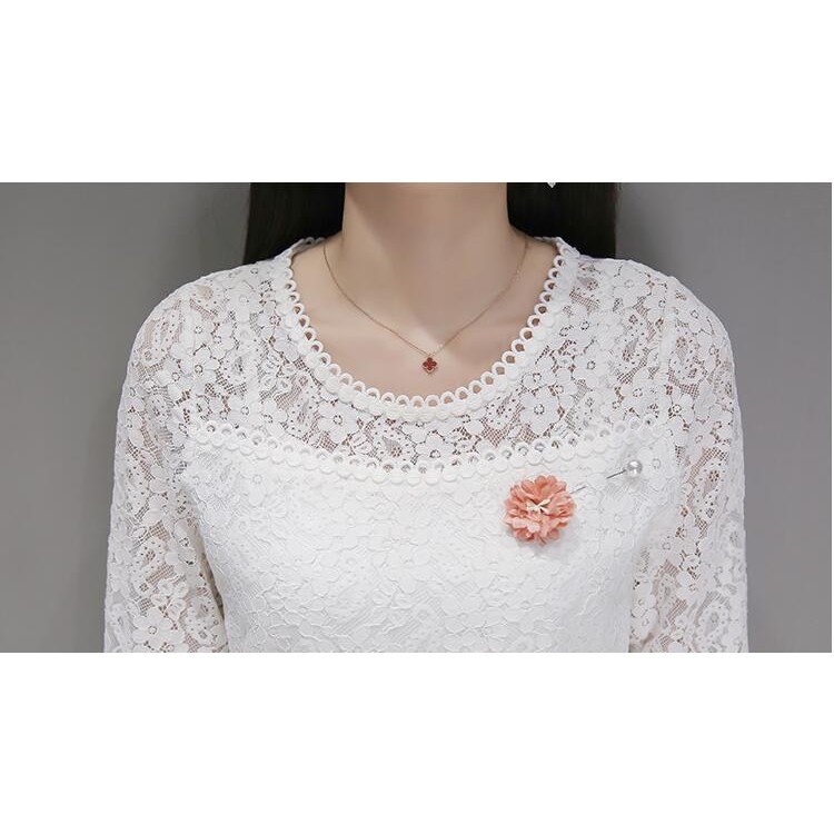 TE8706XBFS Nuovo stile top in pizzo con maniche a tromba e gonna in vita impero-5