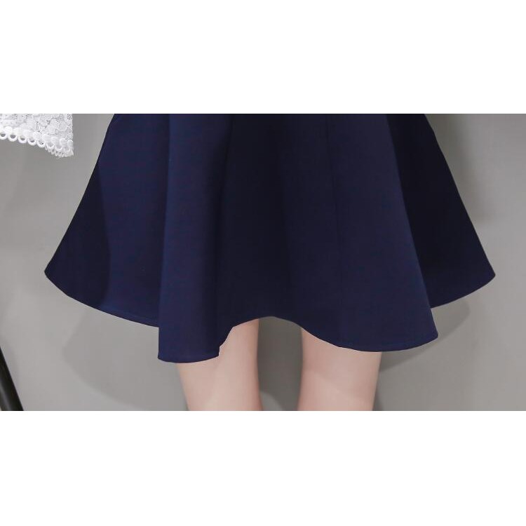 TE8706XBFS Nuovo stile top in pizzo con maniche a tromba e gonna in vita impero-8