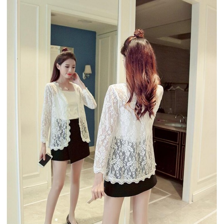 TE8708XBFS Cardigan sexy con protezione solare in pizzo trasparente-4