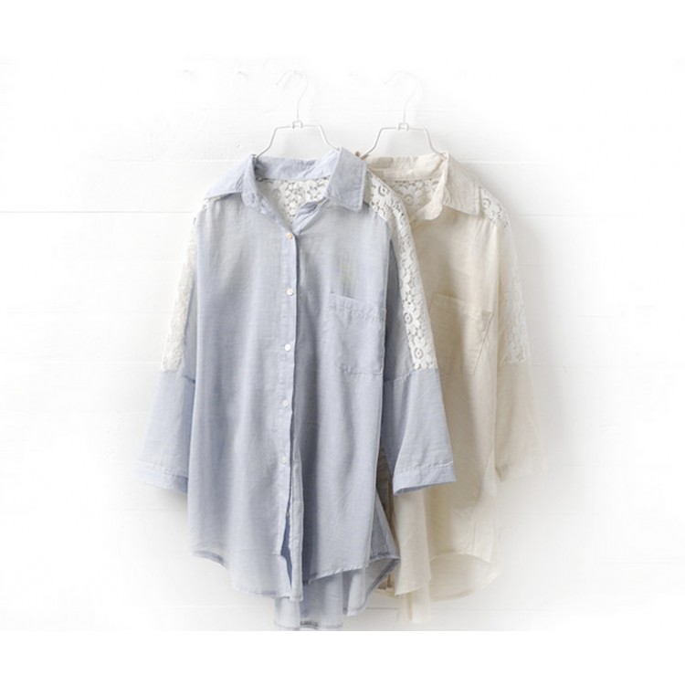 TE8729 Blusa con tasca posteriore impiombata in pizzo-7