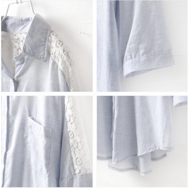 TE8729 Blusa con tasca posteriore impiombata in pizzo-8