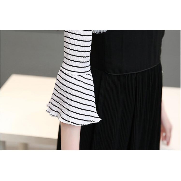 TE8815JDYJ T-shirt coreana fashion joker a righe dolci con abito con reggicalze-7