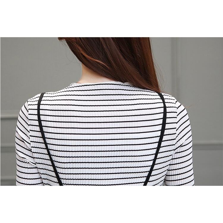 TE8815JDYJ T-shirt coreana fashion joker a righe dolci con abito con reggicalze-8