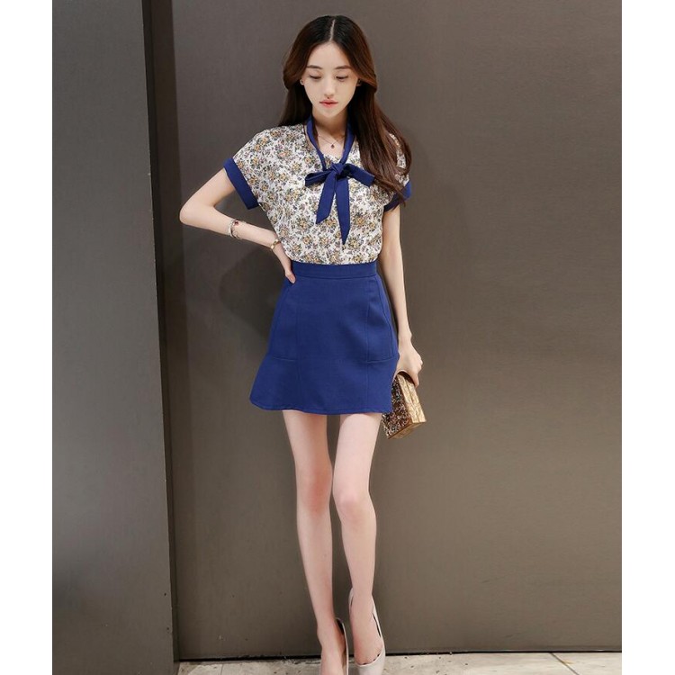 TE8822JDYJ Top alla moda con papillon e gonna-1