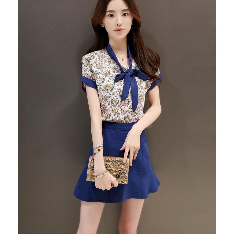 TE8822JDYJ Top alla moda con papillon e gonna-2