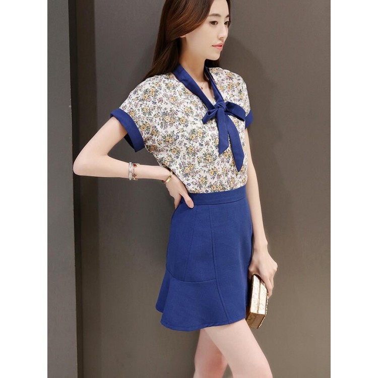 TE8822JDYJ Top alla moda con papillon e gonna-3