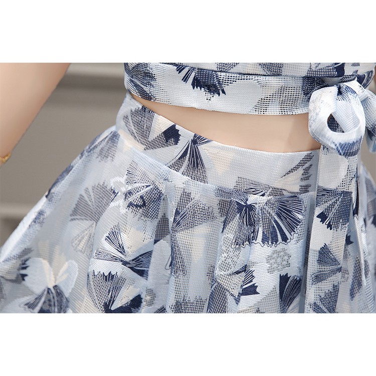 TE8827JDYJ Abito in due pezzi con stampa temperamento e scollo a V-5