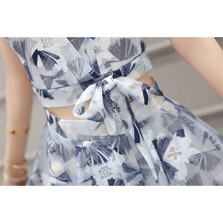 TE8827JDYJ Abito in due pezzi con stampa temperamento e scollo a V-6