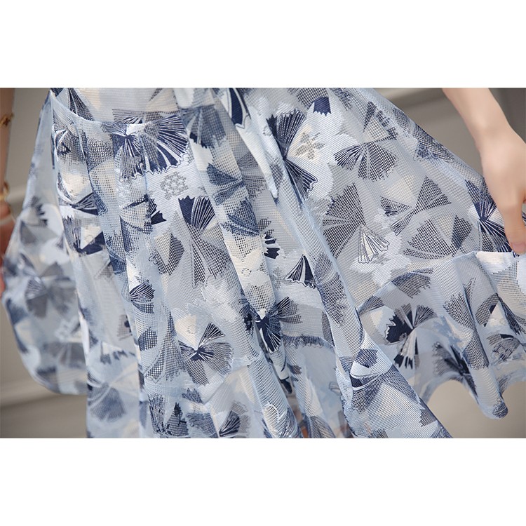 TE8827JDYJ Abito in due pezzi con stampa temperamento e scollo a V-8