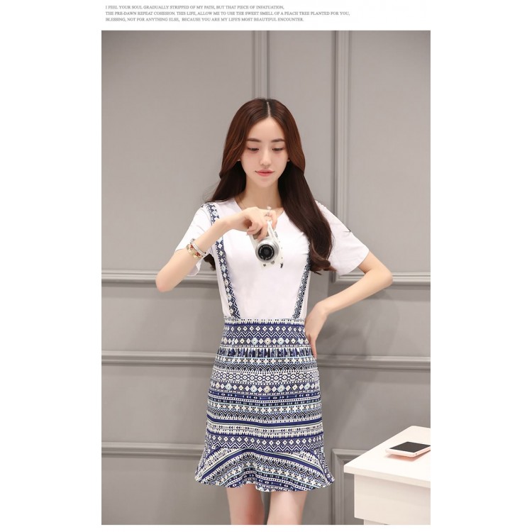 TE8829JDYJ Gonna con reggicalze con stampa in stile nazionale e t-shirt bianca-4