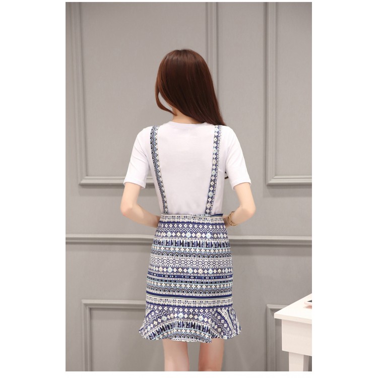 TE8829JDYJ Gonna con reggicalze con stampa in stile nazionale e t-shirt bianca-5