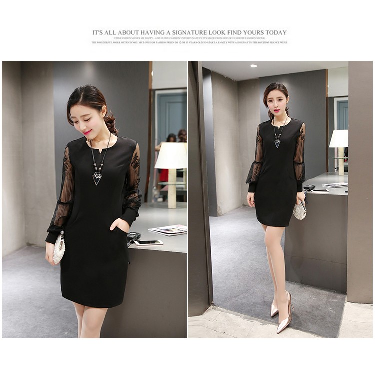 TE8835YZX Abito slim con maniche granata alla moda primaverile-6