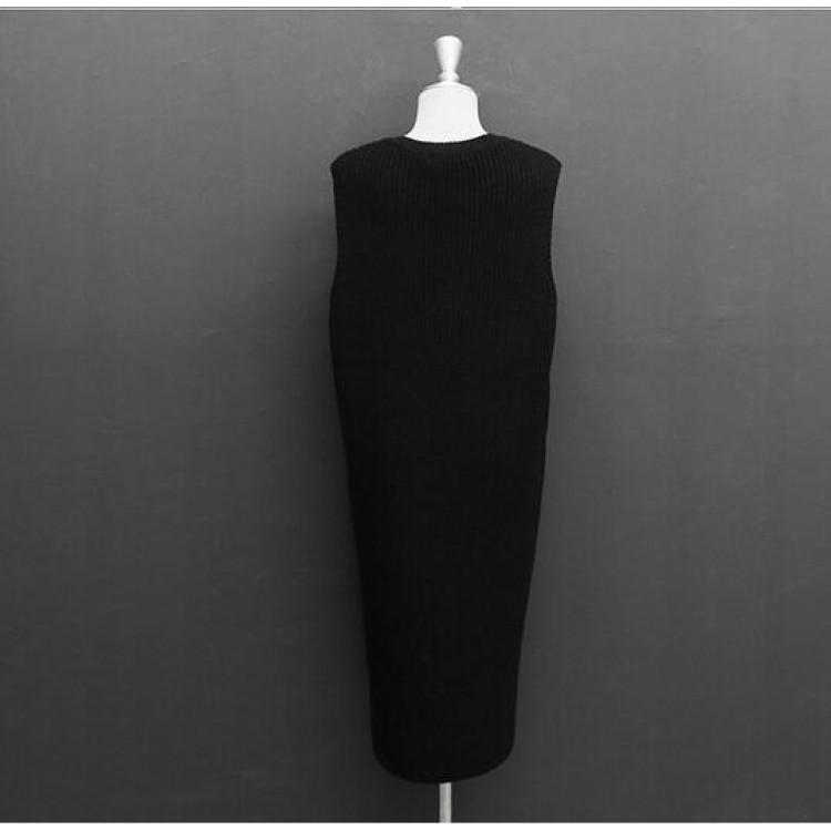 TE8850YLG Abito in maglia pullover senza maniche con scollo a V in stile preppy-7