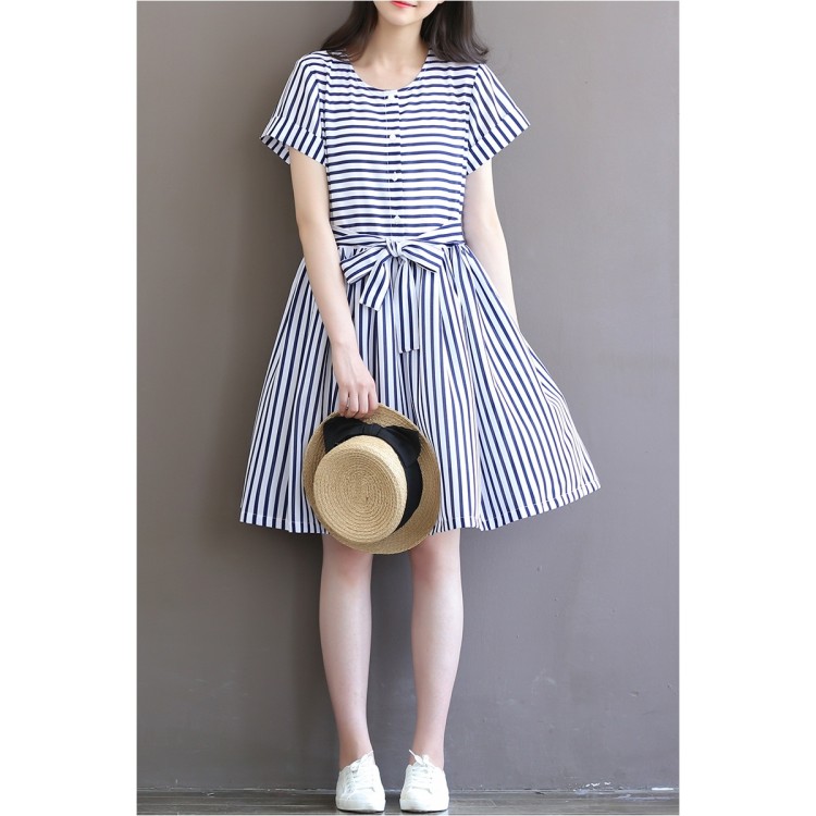 TE8869SYM Abito premaman in chiffon a righe-1