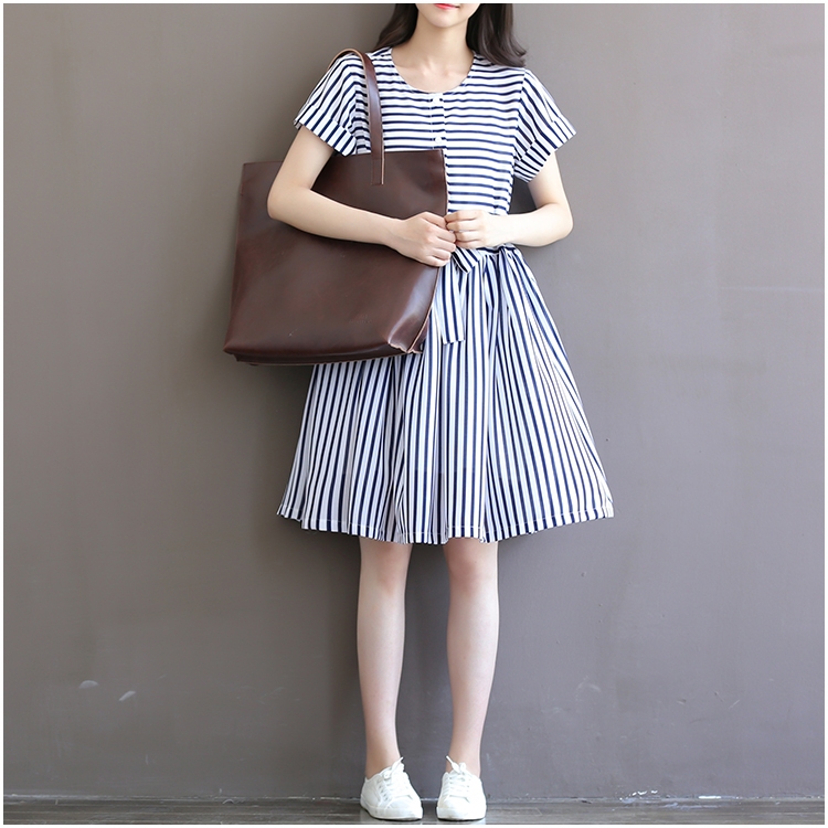 TE8869SYM Abito premaman in chiffon a righe-3