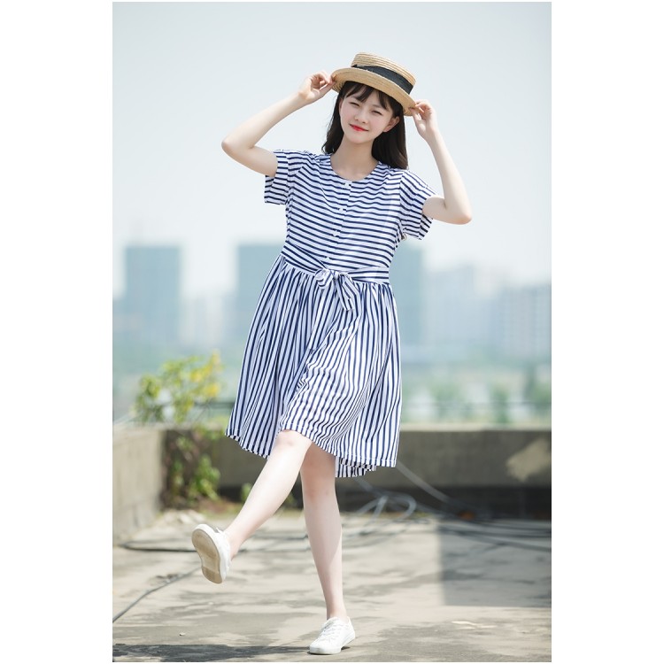 TE8869SYM Abito premaman in chiffon a righe-4