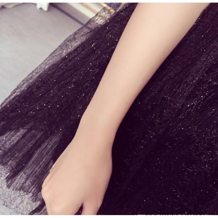 TE8911HLL Abito a palloncino con giunture in velluto a coste dal temperamento-5