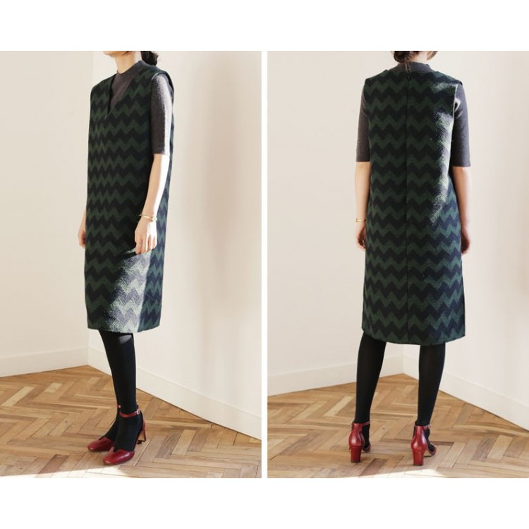 TE8935HYG Abito coreano senza maniche in lana con scollo a V a colori, moda primaverile coreana-6