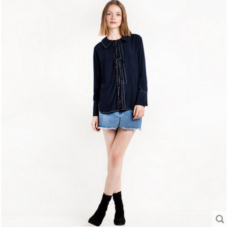 TE8977HRCL Camicia a maniche lunghe joker allentata allacciatura vintage moda Euramerica-4