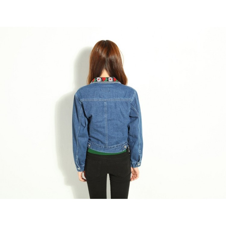 TE9013PPNZ Giacca in denim con colletto vintage ricamato-4