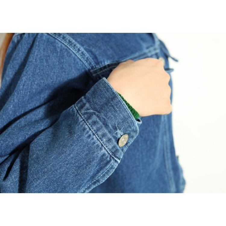 TE9013PPNZ Giacca in denim con colletto vintage ricamato-5