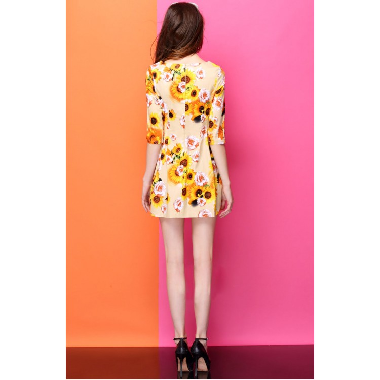 TE9032LLYG Abito a mezza manica con stampa fashion europea-5