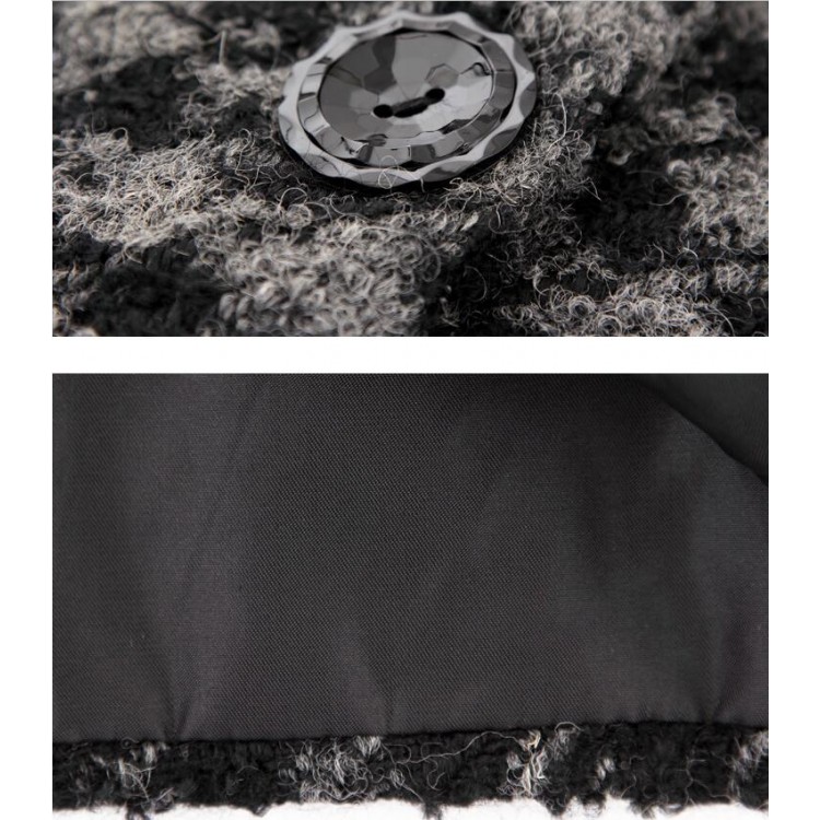 TE9088LLYG Cappotto in lana con tasche tre bottoni pied de poule-6