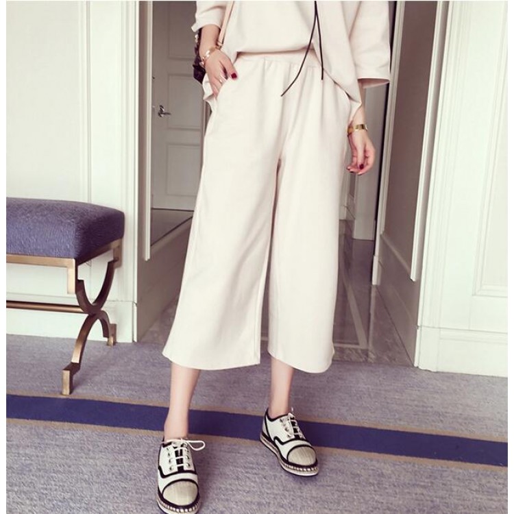 TE9096YSFS Felpa ampia con cappuccio alla moda e pantaloni a gamba larga-2