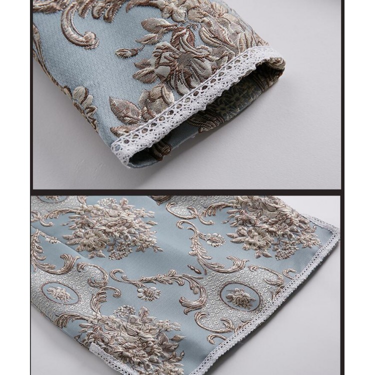 TE9097LLYG Abito cheongsam con spacco e colletto rialzato in tessuto jacquard vintage-5