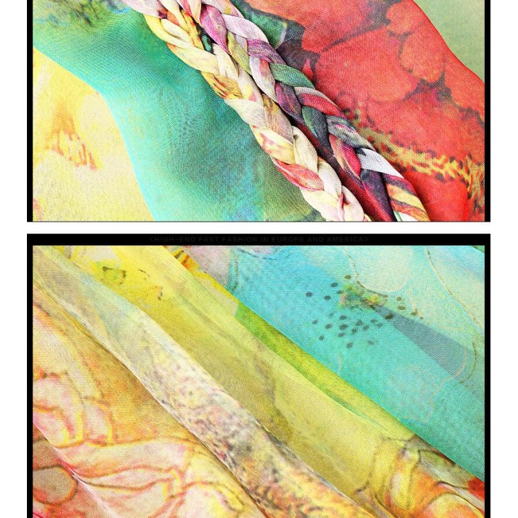 TE9106LLYG Elegante abito con colletto rialzato dal temperamento bouffant con stampa in seta-4