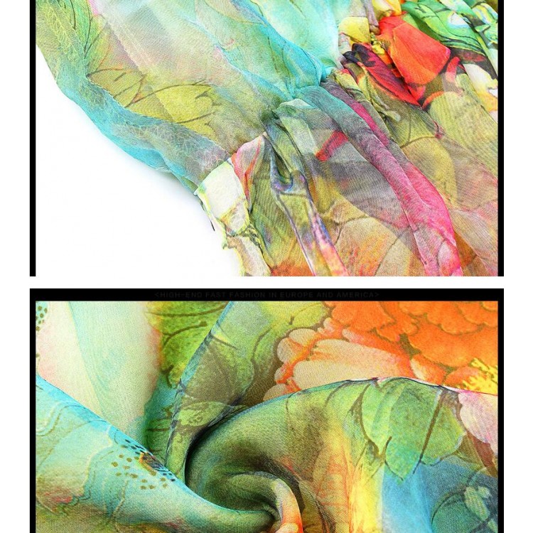 TE9106LLYG Elegante abito con colletto rialzato dal temperamento bouffant con stampa in seta-5