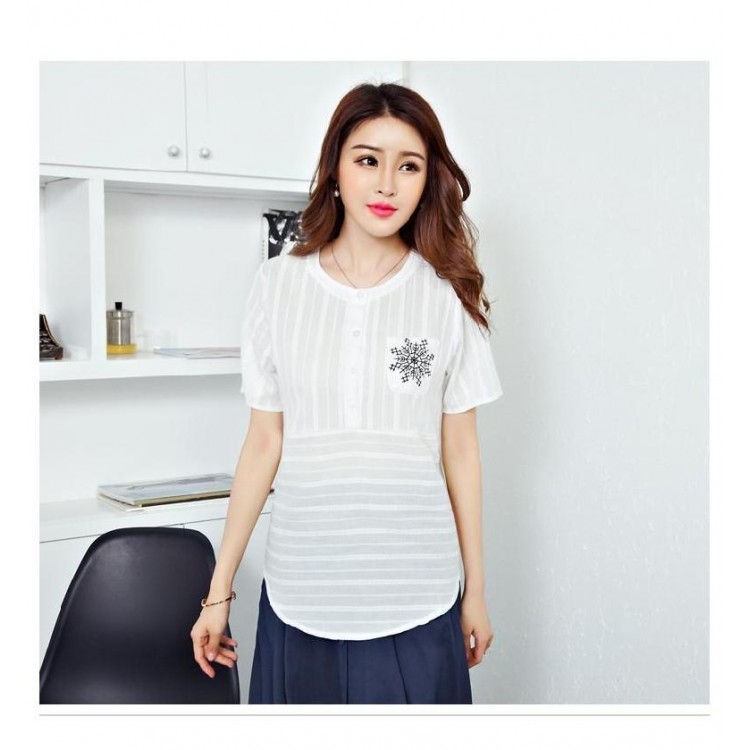 TE913XMT Top vintage a maniche corte con gonna in fresco cotone ramiè-2