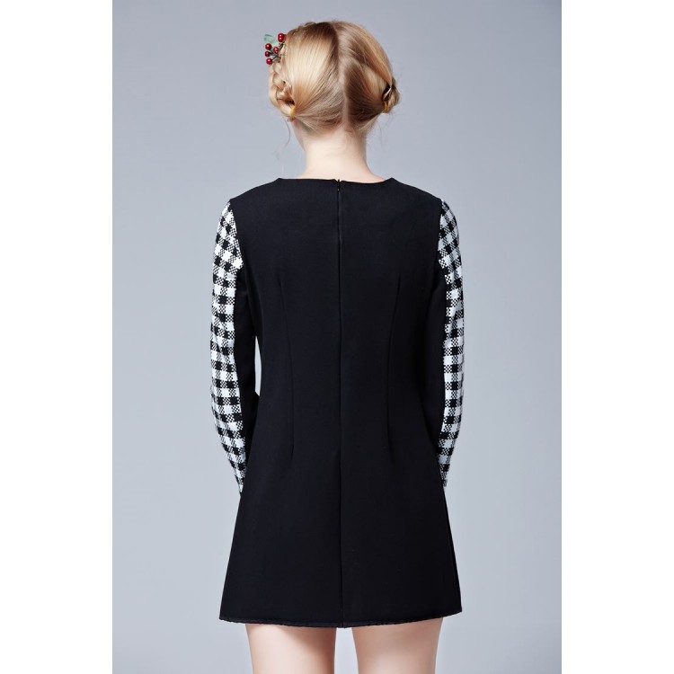 TE9632LLYG Abito slim color pied de poule alla moda europea-4