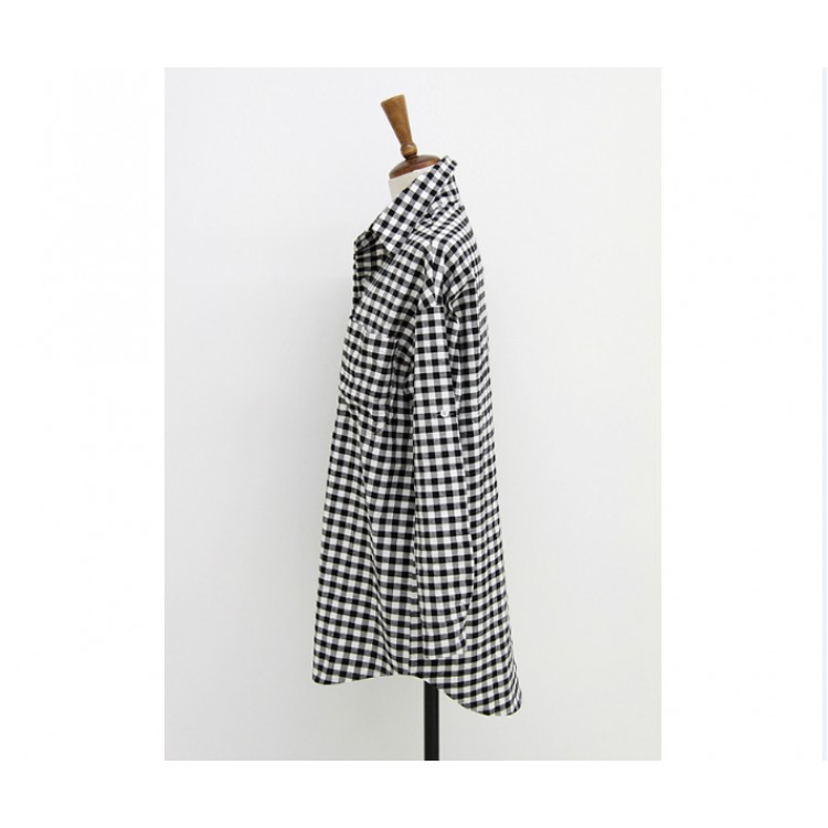 TE9725WJYS Blusa casual a quadri a maniche lunghe-5