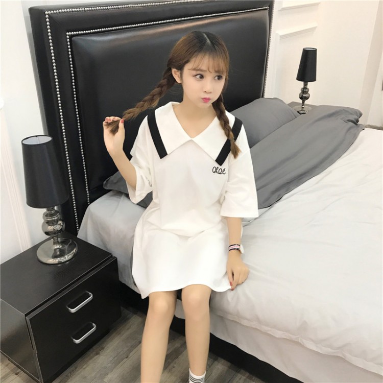 TE9760HTL Abito stile preppy con lettere ricamate sul rever-1