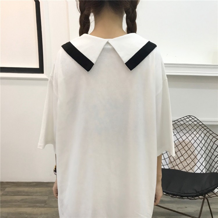 TE9760HTL Abito stile preppy con lettere ricamate sul rever-7