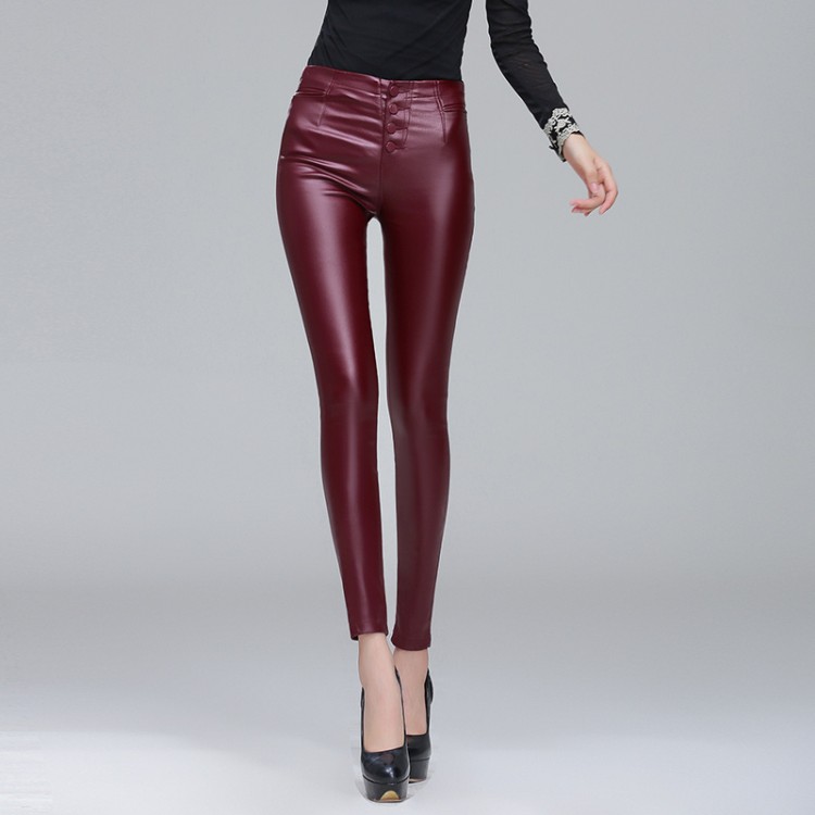 TE9835HDYY Nuovo stile di leggings in PU con rivestimento sottile-1