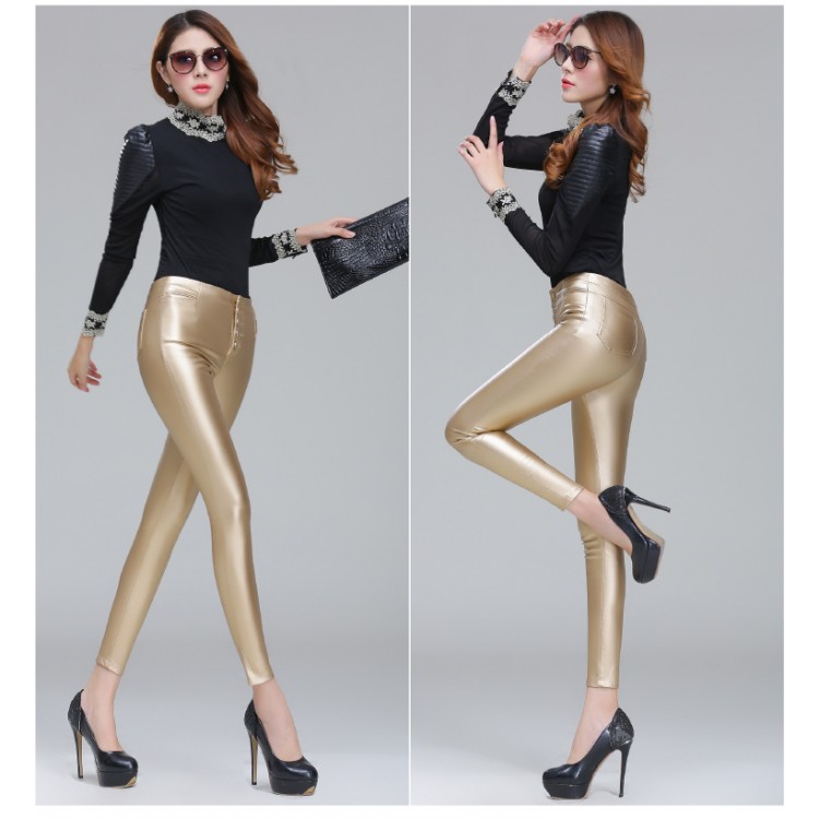 TE9835HDYY Nuovo stile di leggings in PU con rivestimento sottile-4