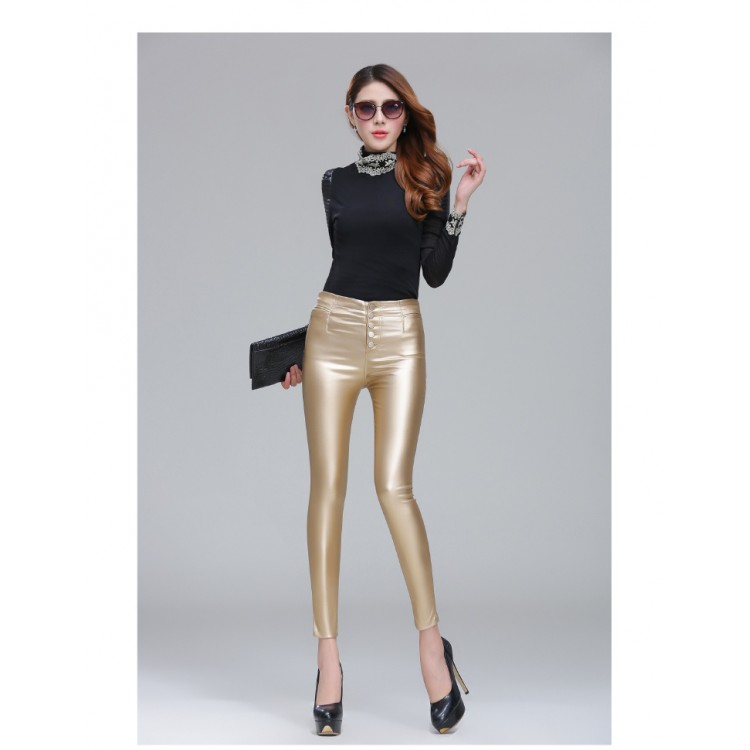 TE9835HDYY Nuovo stile di leggings in PU con rivestimento sottile-5