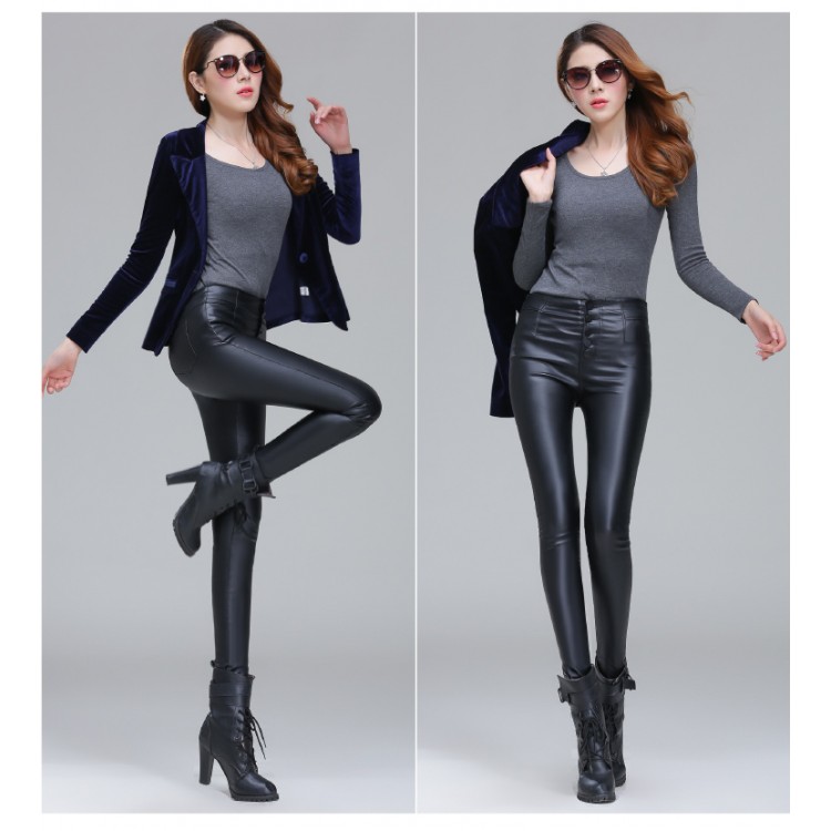 TE9835HDYY Nuovo stile di leggings in PU con rivestimento sottile-6