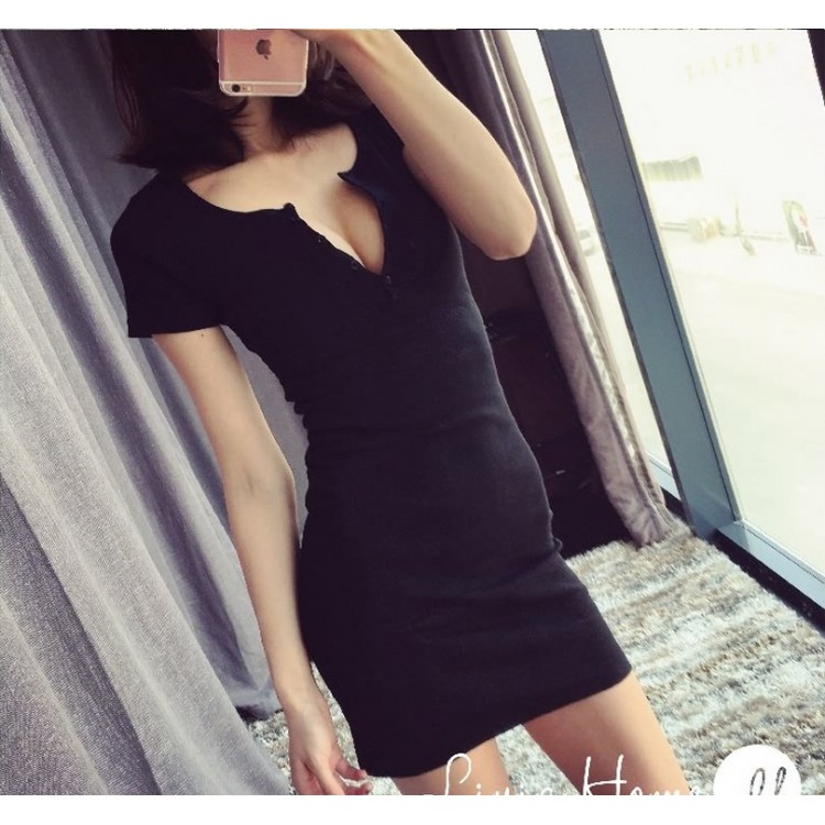 TE9904YBF Abito sexy in cotone a costine con retro slim-3