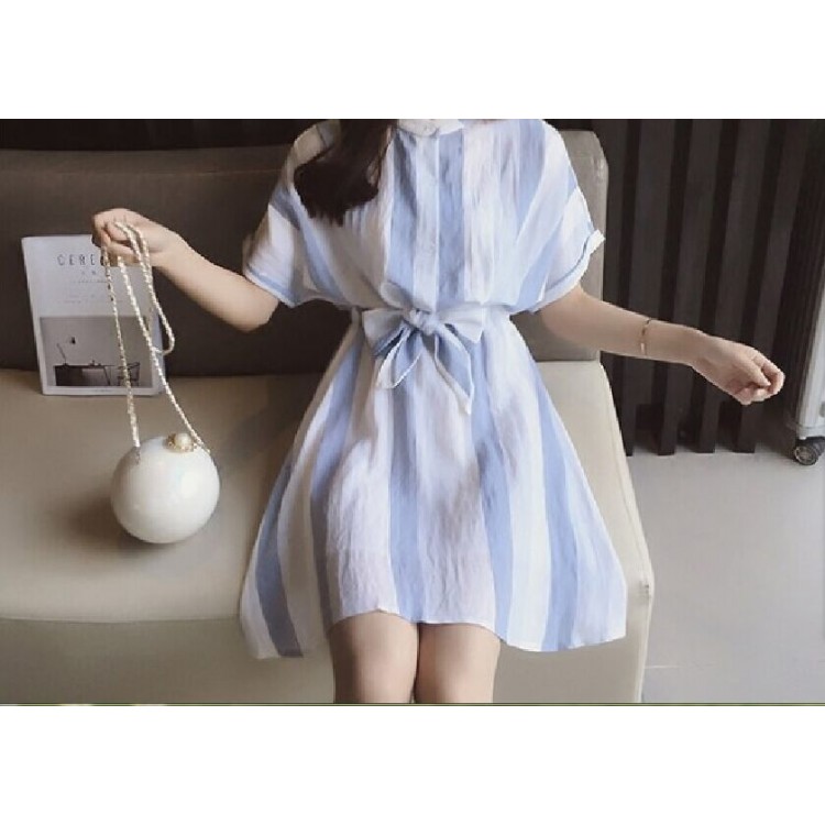 TE9916WJYS Abito con stampa a righe larghe fresche alla moda coreana-2