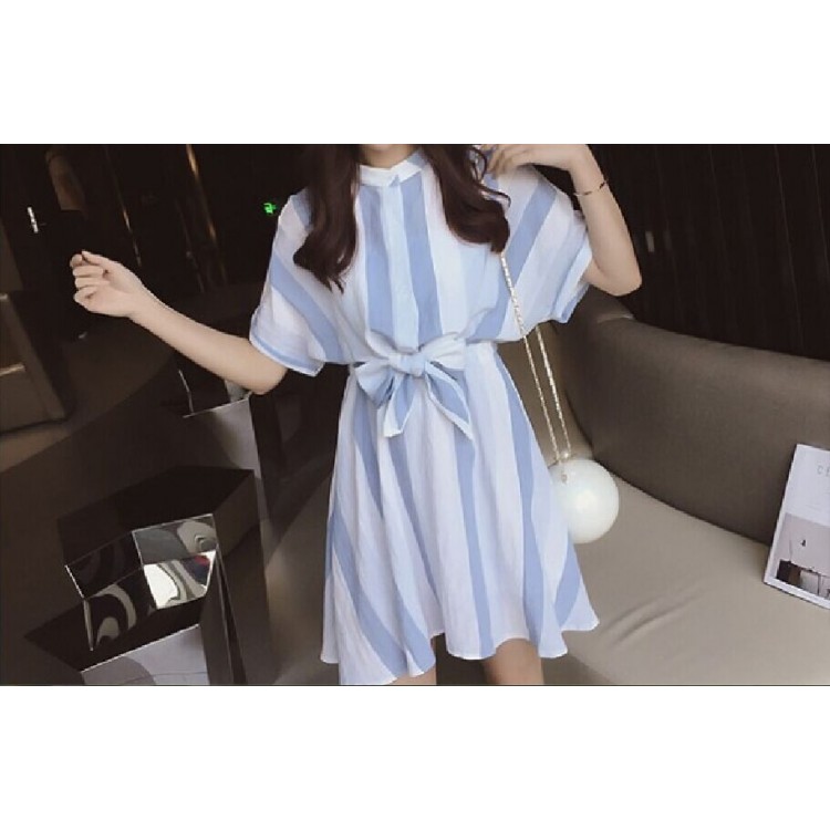 TE9916WJYS Abito con stampa a righe larghe fresche alla moda coreana-3