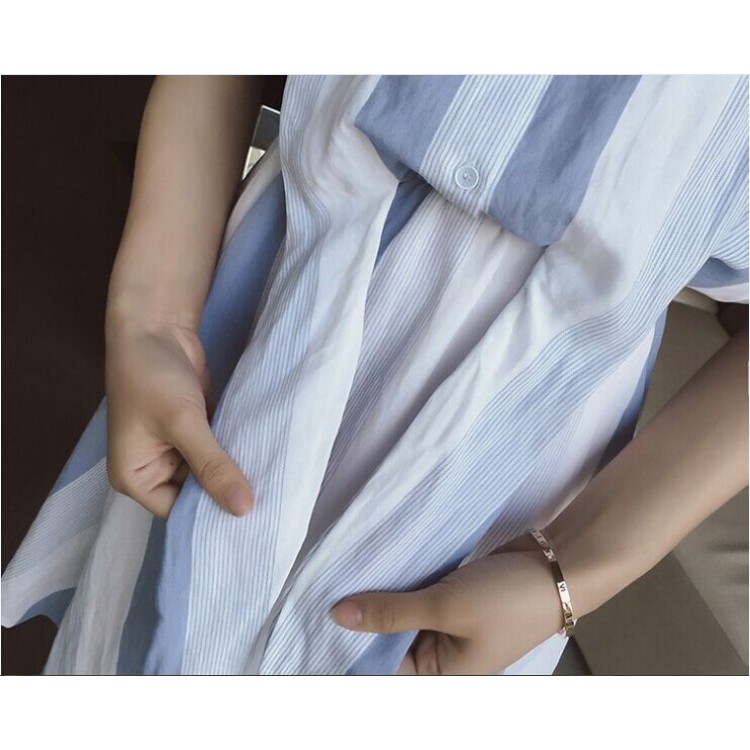 TE9916WJYS Abito con stampa a righe larghe fresche alla moda coreana-6