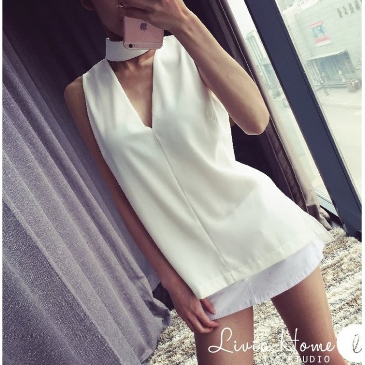 TE9929YBF Top con maniche a V profondo-6